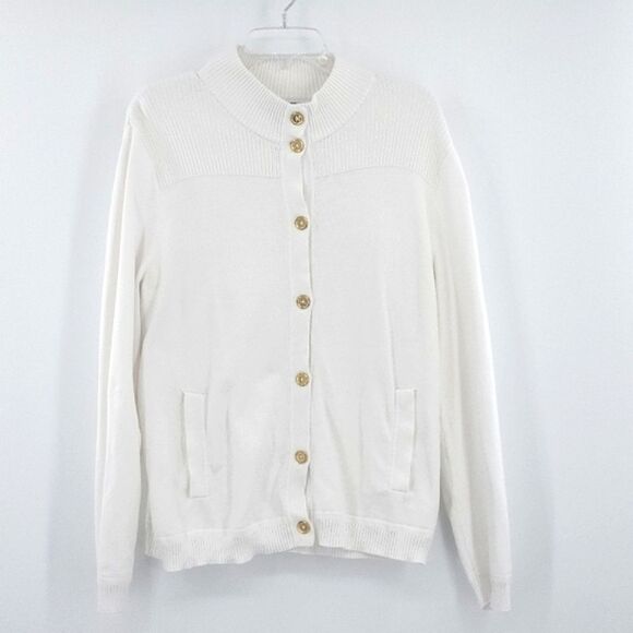 Jones New York Cardigan Sweater Womens Size XL White Ivory Old Money Preppy Chic - Picture 1 of 9